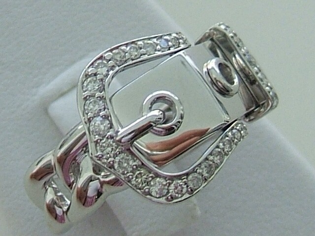 White Gold Diamond Belt Buckle Ring White Gold Diamond Belt Buckle Ring