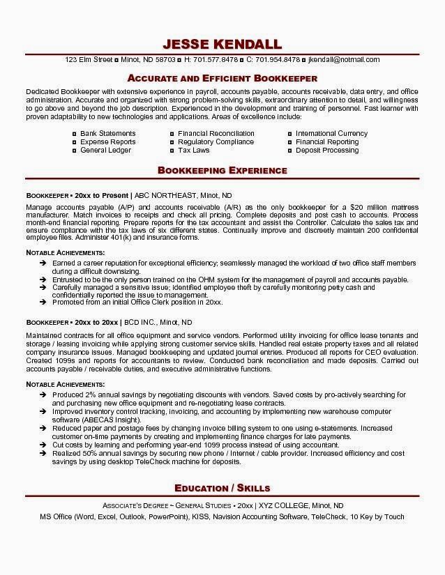 bookkeeper resume resume examples accountant resume cover letter examples for bookkeeper
