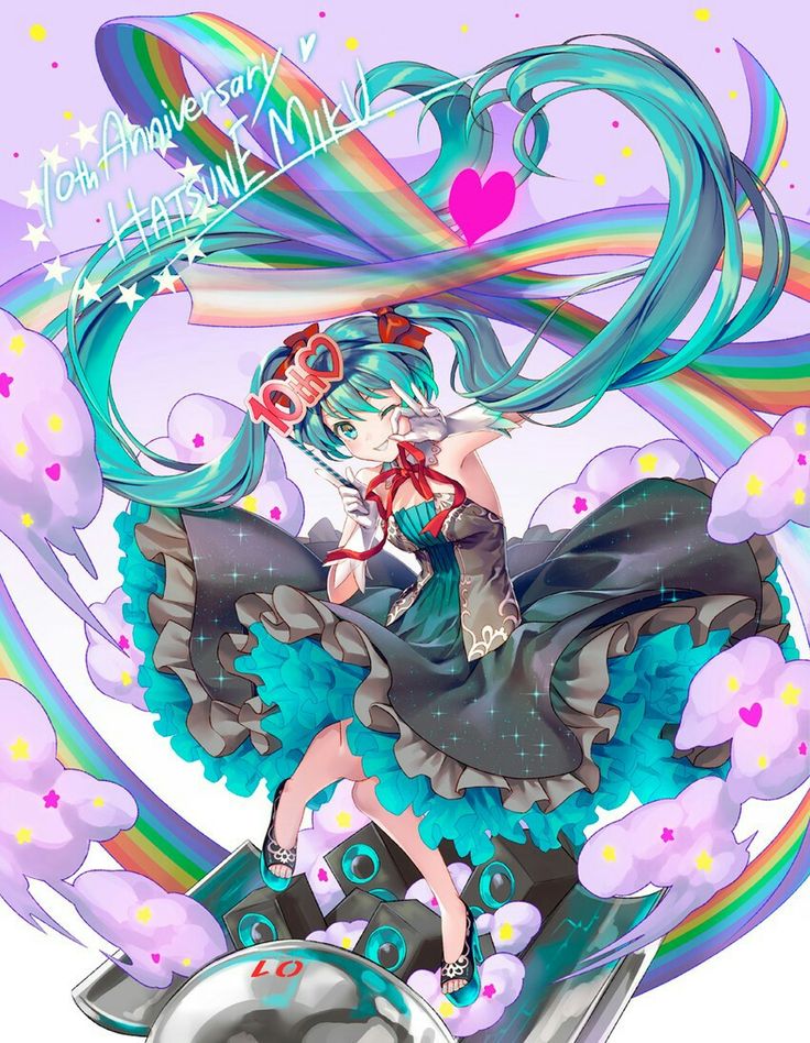 Anime girl teal hair