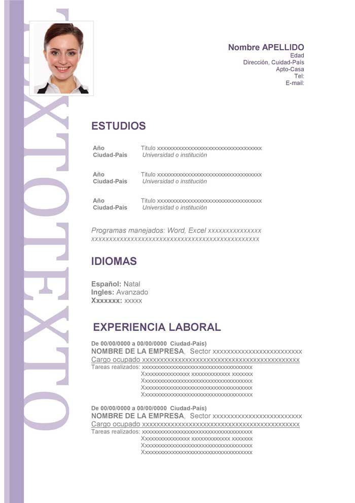 12 Curriculum Vitae Moderno Morado P1 Resume Words Changing Jobs Types Of Resumes