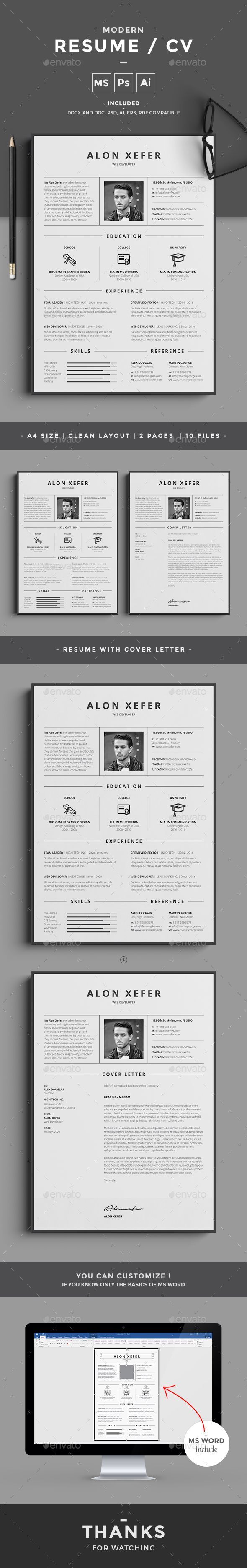 #Resume - Resumes #Stationery Download here: https://graphicriver.net/item/resume/20058420?ref=alena994