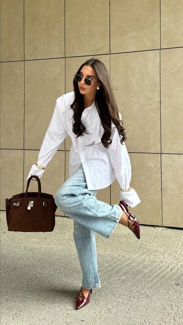 White Button-Down and Jeans