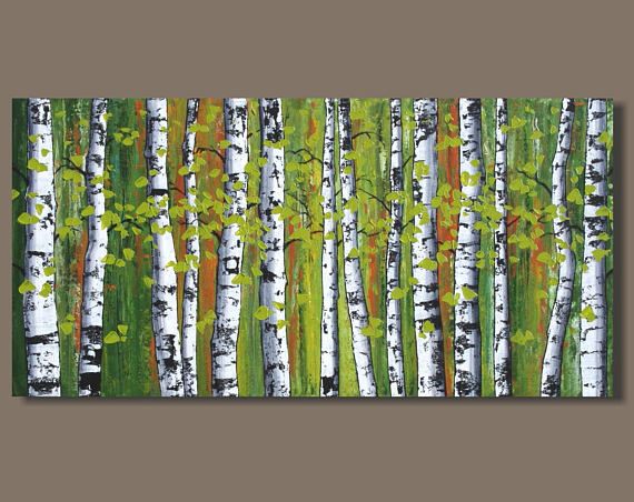TITLE: Green Leaves This is an original abstract painting hand painted by the ar...
