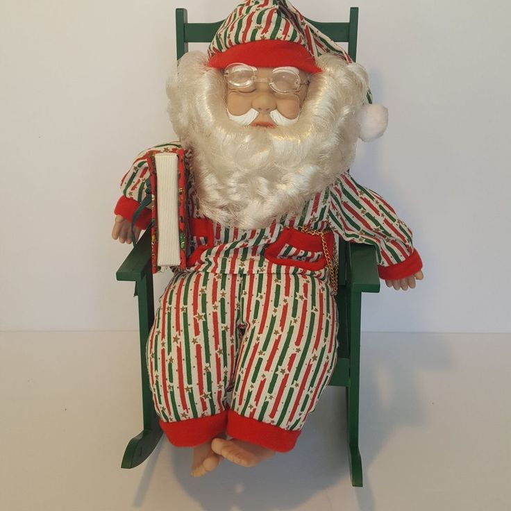 Vintage Animated Sleeping Snoring Santa Claus in his Rocking Chair and