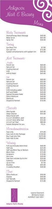 Best 25+ Nail salon prices ideas on Pinterest Nail prices - sample spa menu template Best 25+ Nail salon prices ideas on Pinterest Nail prices - sample spa menu template