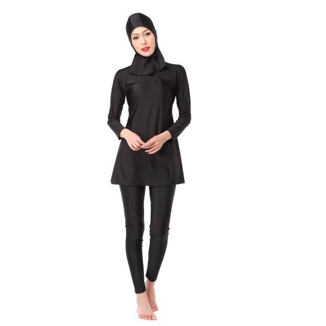 Women Muslim Islamic Burkini Costume Long Sleeve Full Cover Modest Swimwear 3PCS