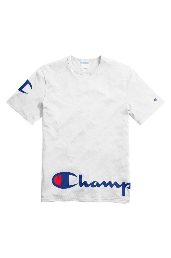 Champion Boys Heritage Short Sleeve Cotton Logo Tee Kids C White, Medium