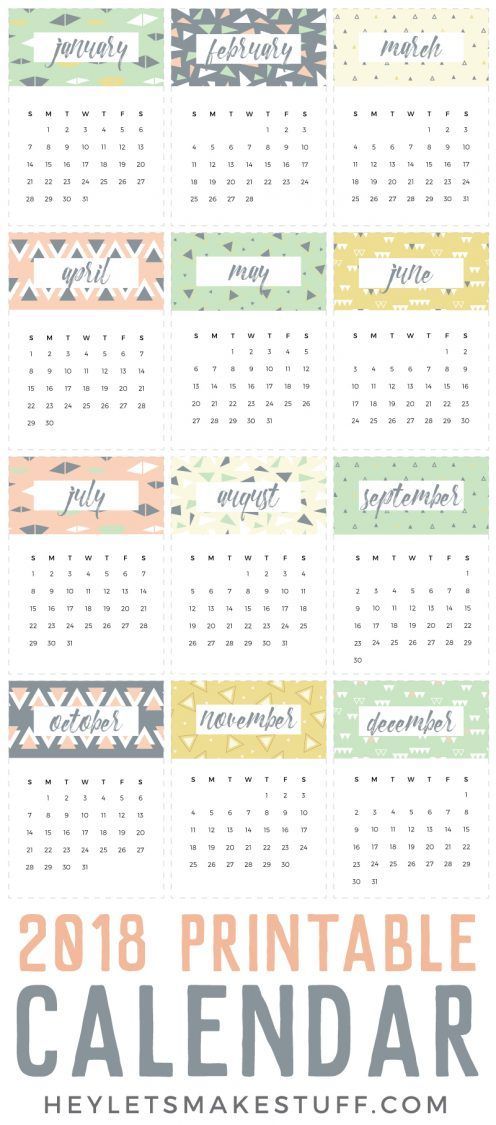 2018 printable calendar printable