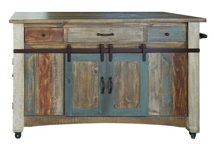 Antique Kitchen Island w/ Doors | Antique kitchen island, Solid wood kitchens, Wood