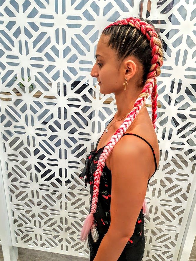 Red And Pink Dutch Braids Festival Hair Braids Dutch Boxer Braids Dutch Braid Hairstyles