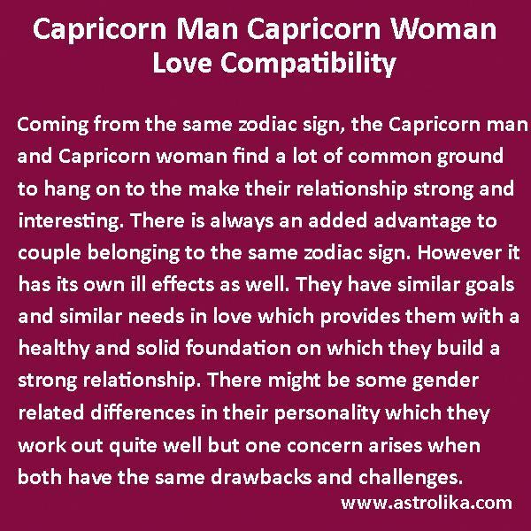 compatibility with capricorn man and capricorn woman