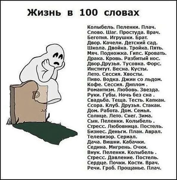 Вся жизнь в 100 словах. Пикабу
