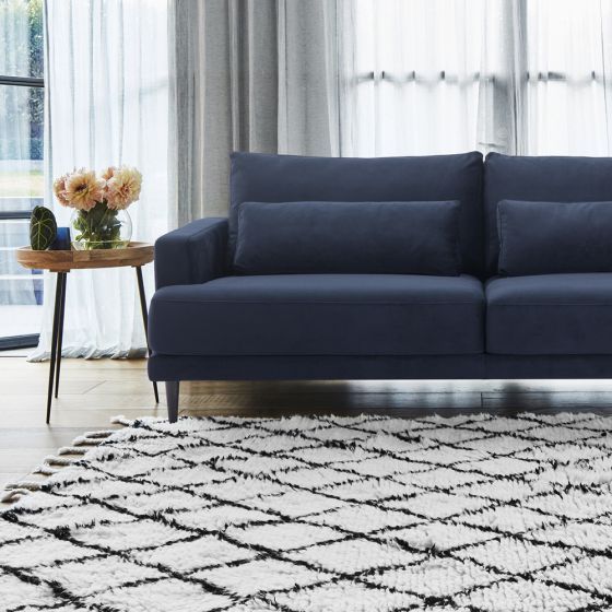 Levantine 3 Seater Sofa Navy Fabric Sofas Modulars