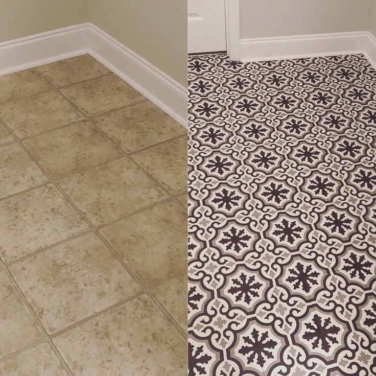 Before and After Laundry Room peel and stick vinyl floor | Vinyl