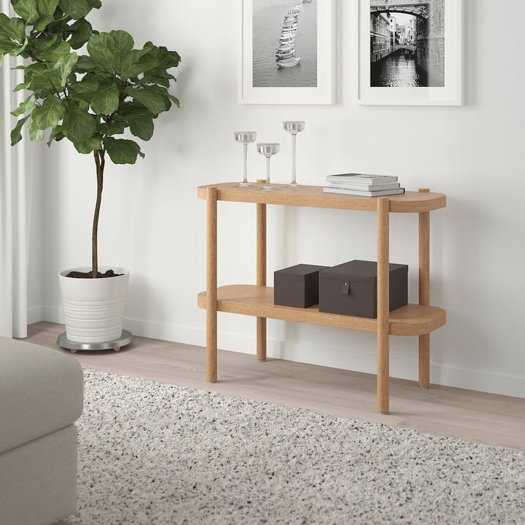 LISTERBY Console table, white stained oak, 361/4x15x28" IKEA Wood console table, Living room