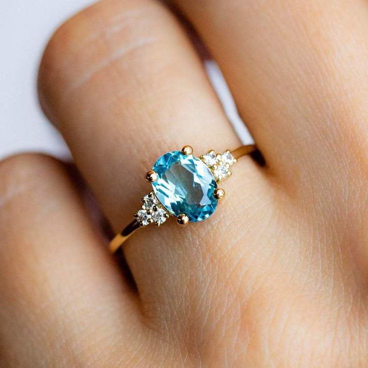 Natural Blue Topaz Gemstone Ring Sterling Silver 925 Big Stone Topaz Ring Everyday Silver Handmade Statement Ring Anniversary Gift For all