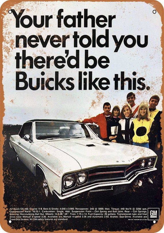 1967 Buick GS400 Vintage Look Metal Sign or Matted Print for 11x14 Frame