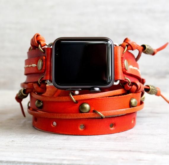 Orange Apple Watch Band Women S 40mm 38mm Leather Wrap Cuff Custom Strap Bohemian Hippie In 2020 Bands - Leather Wrap Apple Watch Band 40mm Orange Apple Watch Band Women S 40mm 38mm Leather Wrap Cuff Custom Strap Bohemian Hippie In 2020 Bands - Leather Wrap Apple Watch Band 40mm