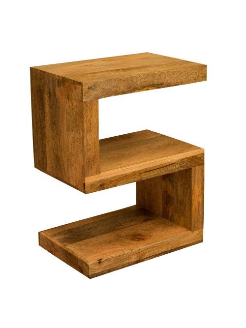 Ambala Cube Light Mango Wood S Shape Side Table Lamp We