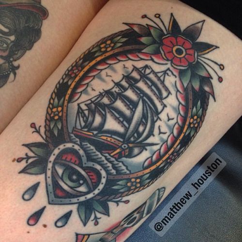 traditional ship in frame tattoo design traditional traditional ship in frame tattoo design traditional