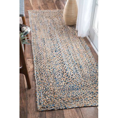 Mistana Destrie Hand Braided Cotton Jute Blue Beige Area Rug In 2020 Area Rugs Beige Area Rugs Blue Area Rugs