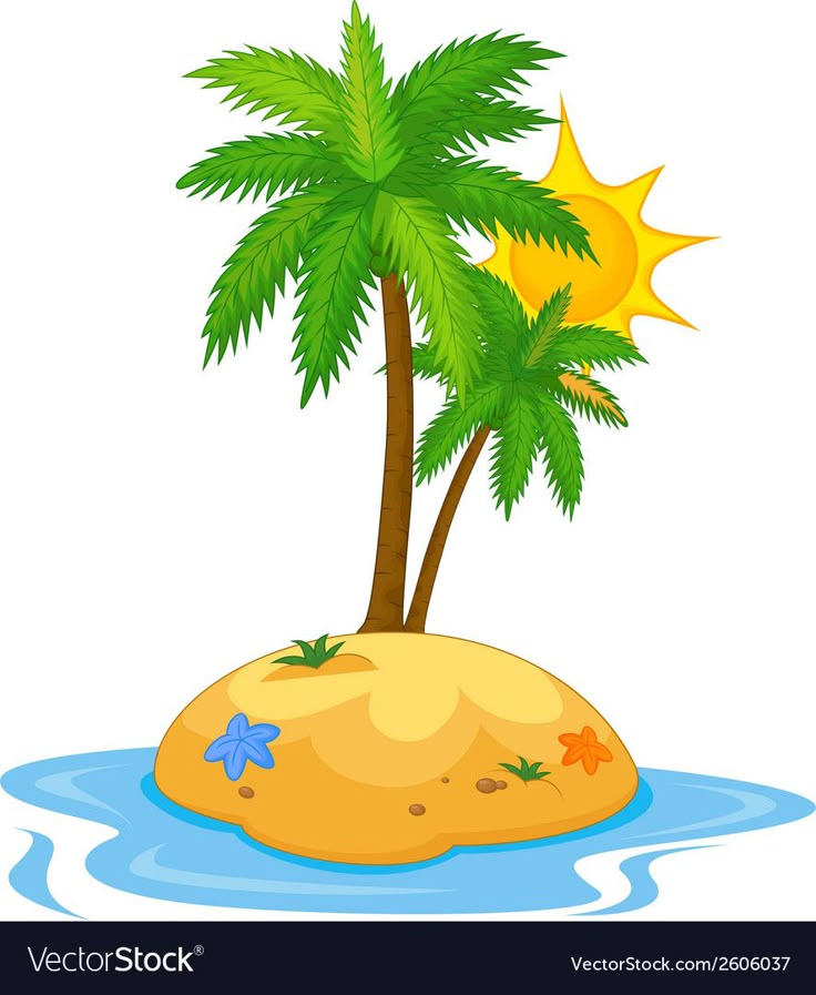 Tropical island cartoon vector image on VectorStock | Cartoons vector