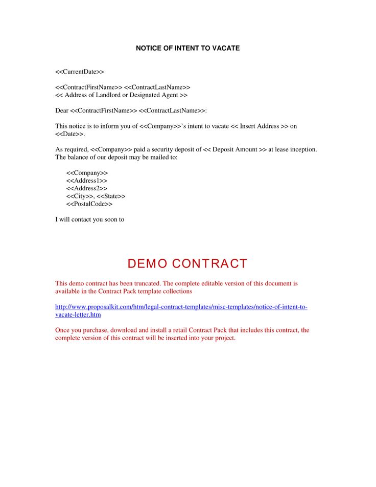 letter to vacate rental property sample letters