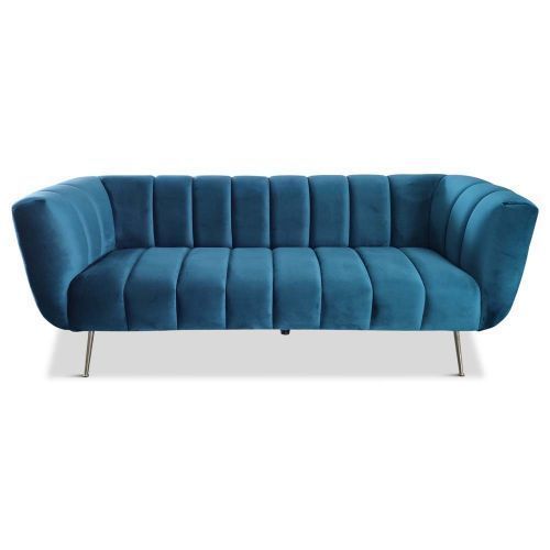 Velvet 3-Zits Bank Shallow Blauw in 2020 | Vintage bank ...
