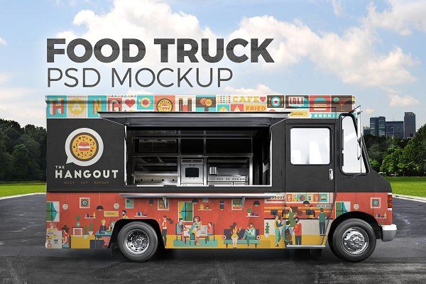Download Food truck. PSD Mockup | Food truck design, Truck design ...