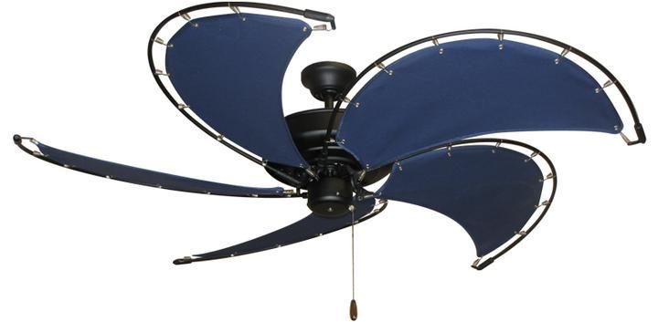 52 Inch Rain Nautical Ceiling Fan Classic Blue Canvas Blades Black 52 Inch Rain Nautical Ceiling Fan, Canvas Blade Ceiling Fan