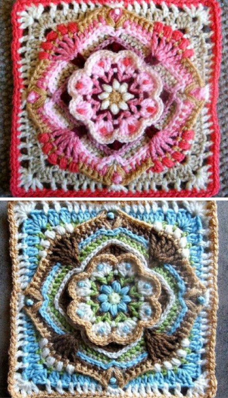 5 Beautiful and Free Crochet Mandala Square Patterns | Granny square
