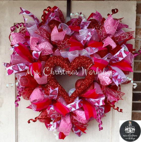 Valentine Deco Mesh Wreath Ideas Deco Mesh Wreath Valentine Heart By Mrschristmaswork