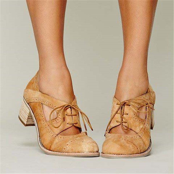 small heel lace up shoes