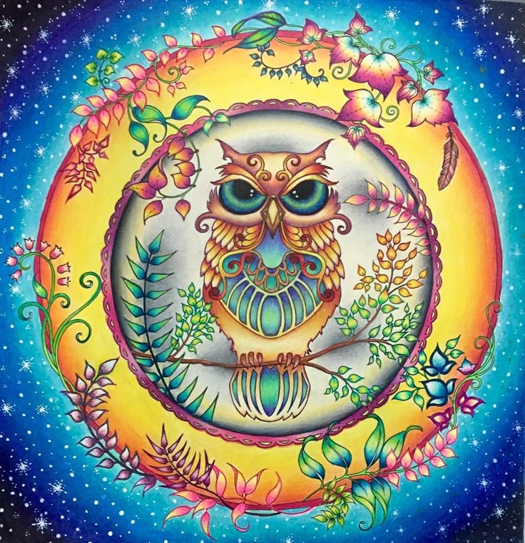Owl From Enchanted Forest Johannabasford Enchantedforestcoloringbook Enchantedforest Colorful Coloring