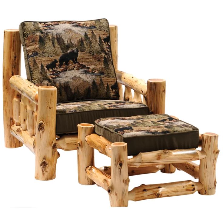 Loon Peak Mehaffey 33 Wide Armchair And Ottoman In 2021 Log Cabin Furniture Rustic Log Cabin Furniture, Log Style Outdoor Furniture