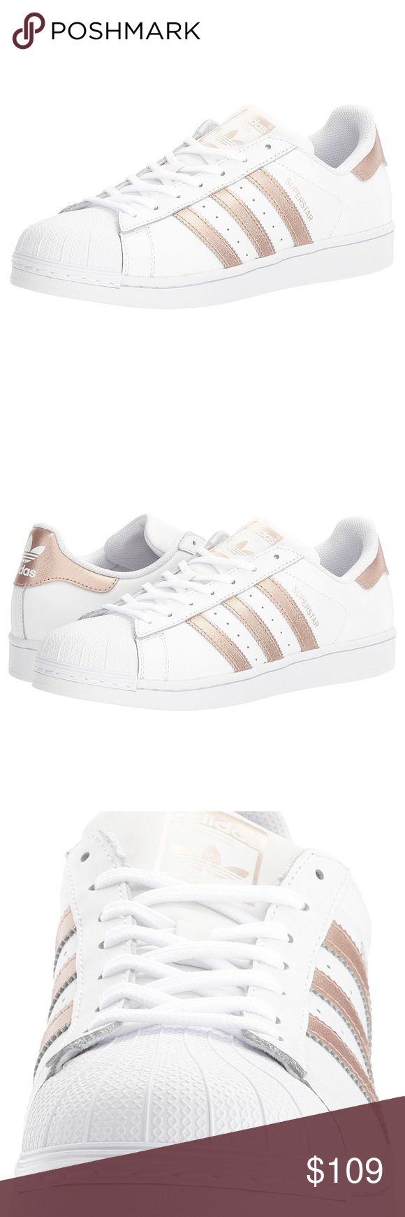 Adidas Superstar WHITE/ROSE GOLD Size 7.5