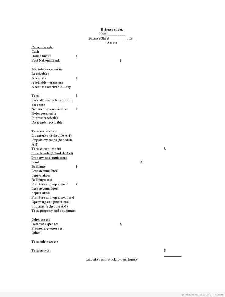 balance sheet forms