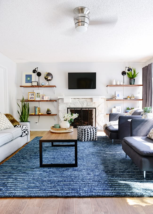 Navy Blue Living Room Rug Area Ideas