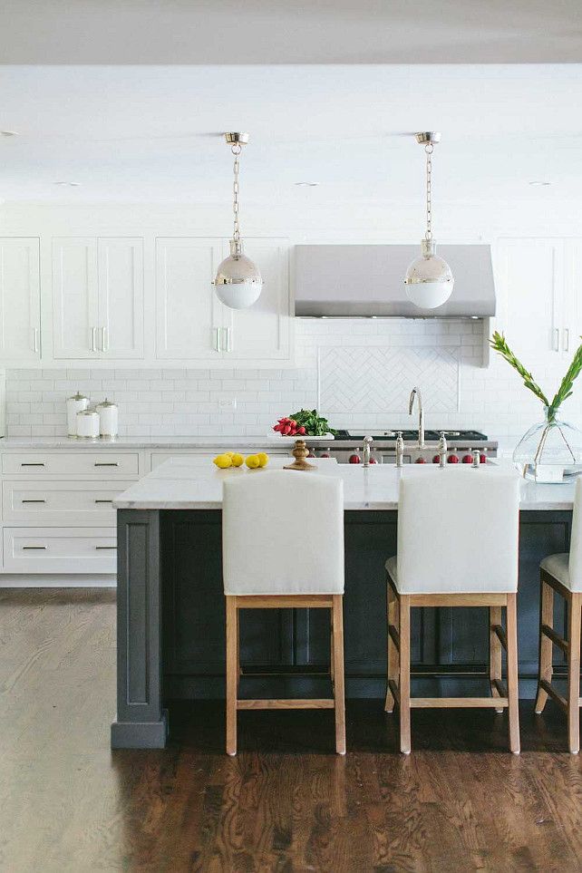 White Kitchen With Charcoal Gray Island Kate Marker Interiors White Kitchen With Charcoal Gray Island Kate Marker Interiors Kitchens Interior Design