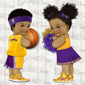 gender reveal baby african american purple gold