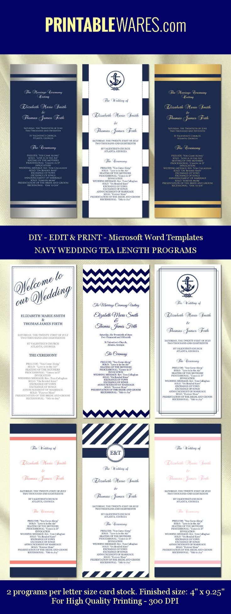 free printable wedding program templates word