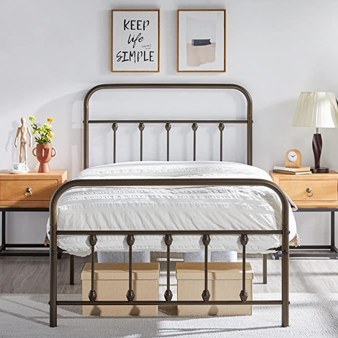 Yaheetech Metal Platform Bed Frame Mattress Foundation with Victorian Style Iron-Art Headboard/Footboard/Under Bed Storage No Box Spring Needed for Boys Girls Queen Size White Yaheetech Metal Platform Bed Frame Mattress Foundation with Victorian Style Iron-Art Headboard/Footboard/Under Bed Storage No Box Spring Needed for Boys Girls Queen Size White