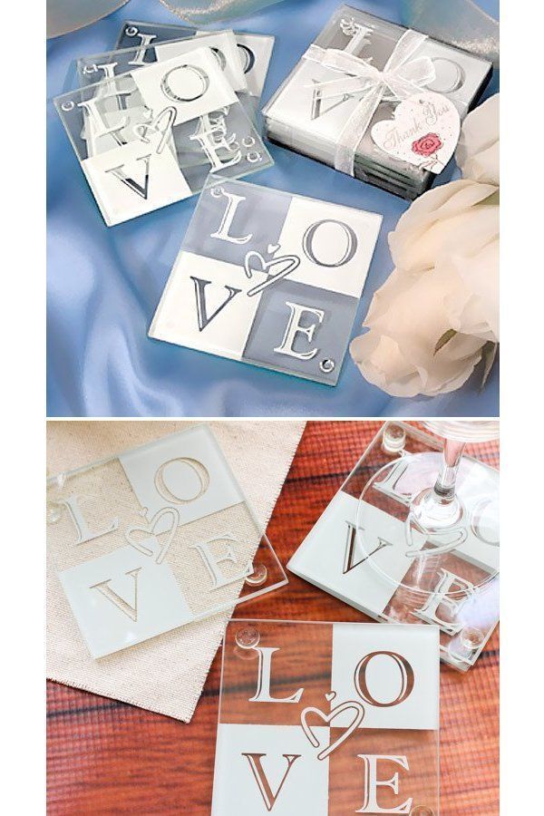 Elegant Glass Love Favor Coasters These Quality Glass Coasters