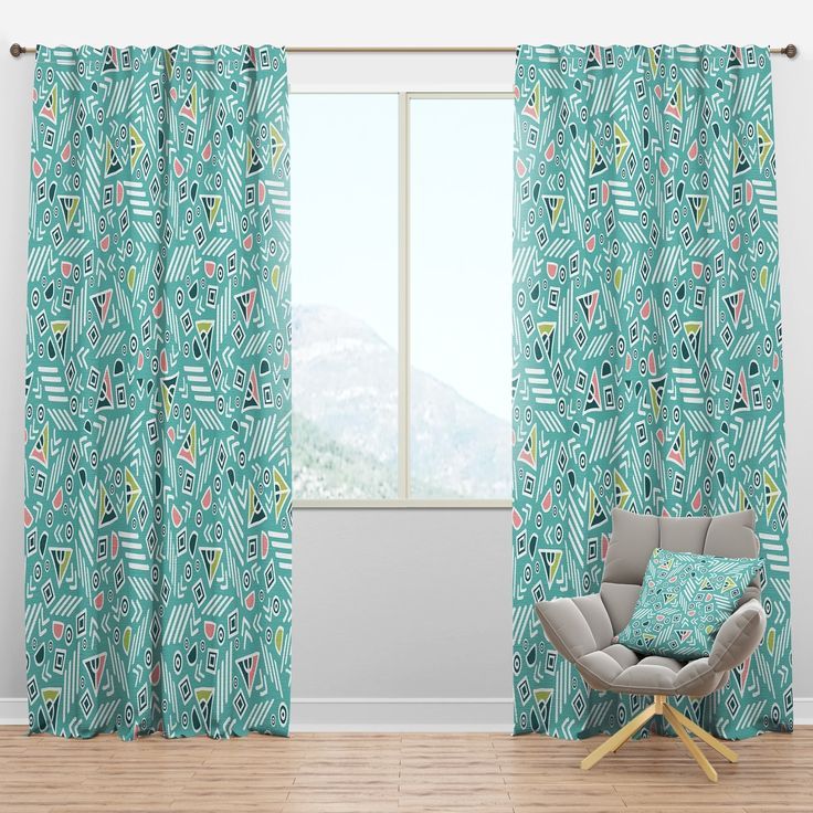 Designart Pastel Tribal Retro Pattern Mid Century Modern Curtain Panels Com Sho Just For You Designart Pastel Tribal Retro Pattern, Modern Curtain Panels