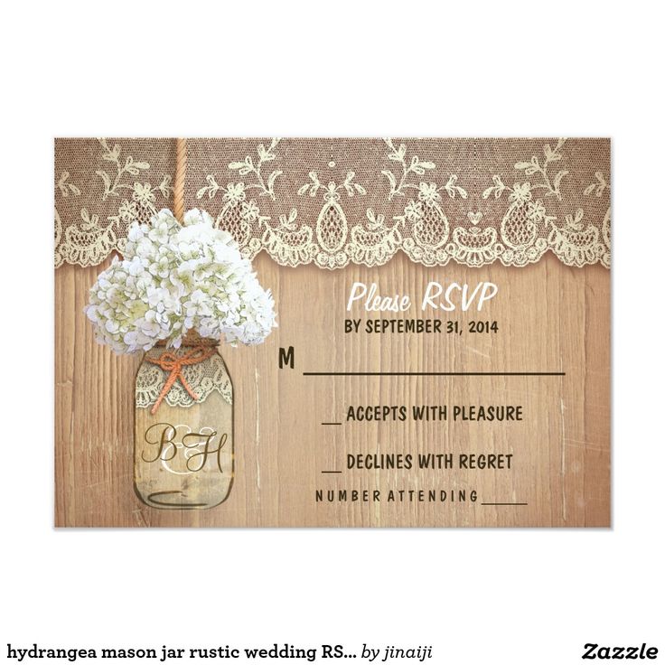 Hydrangea Mason Jar Rustic Wedding RSVP Cards Hydrangea Mason Jar Rustic Wedding RSVP Cards