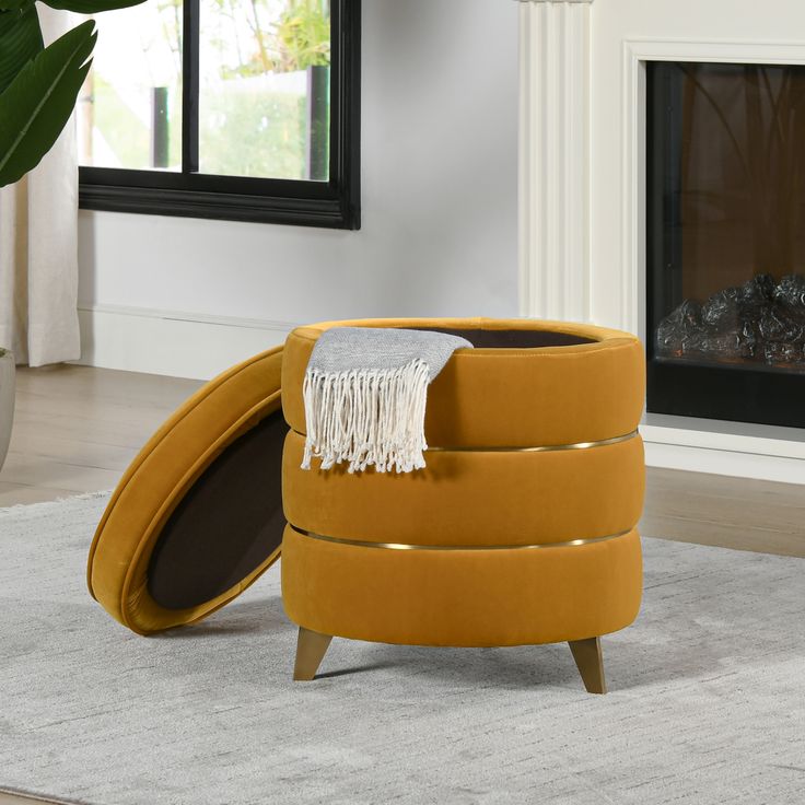 Midas Round Accent Storage Ottoman Rich Yellow Midas Round Accent Storage Ottoman, Round Black Shoe Ottoman Empire