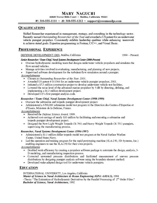 example chronological resume