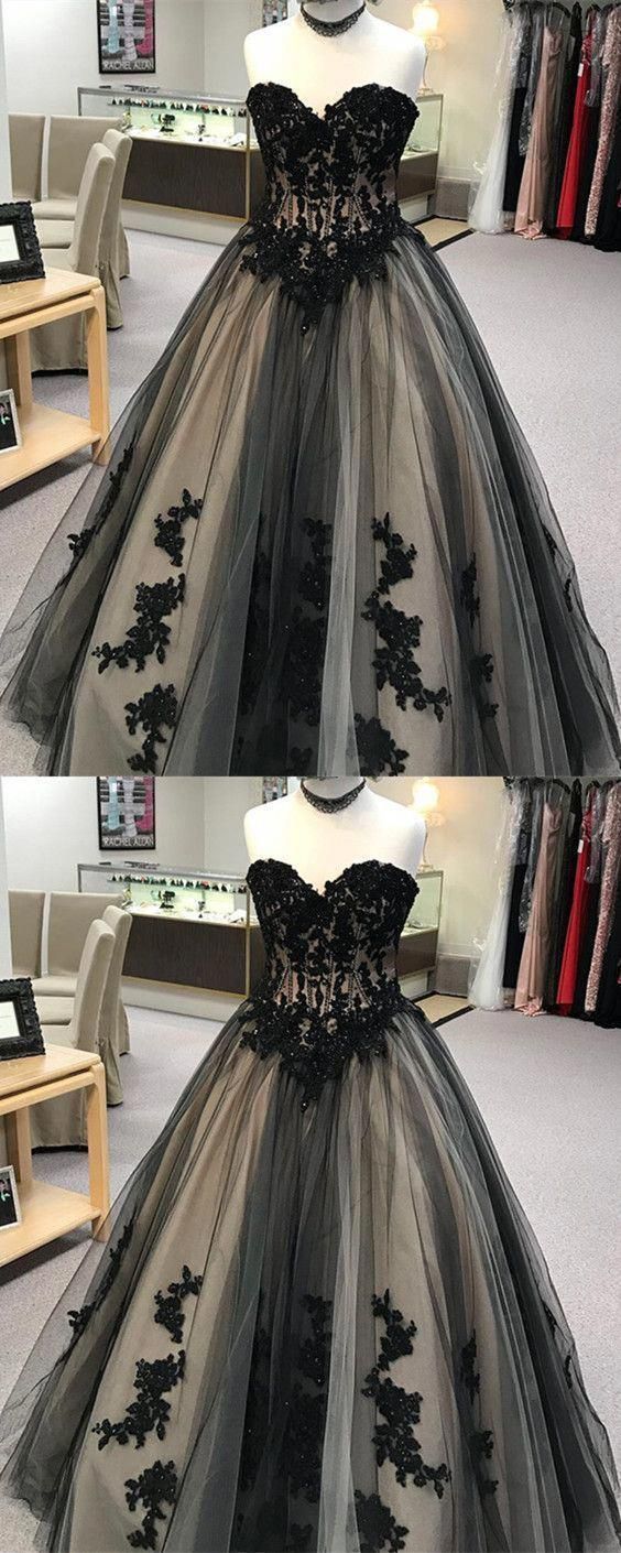 black lace embroidery sweetheart tulle ball gowns quinceanera
