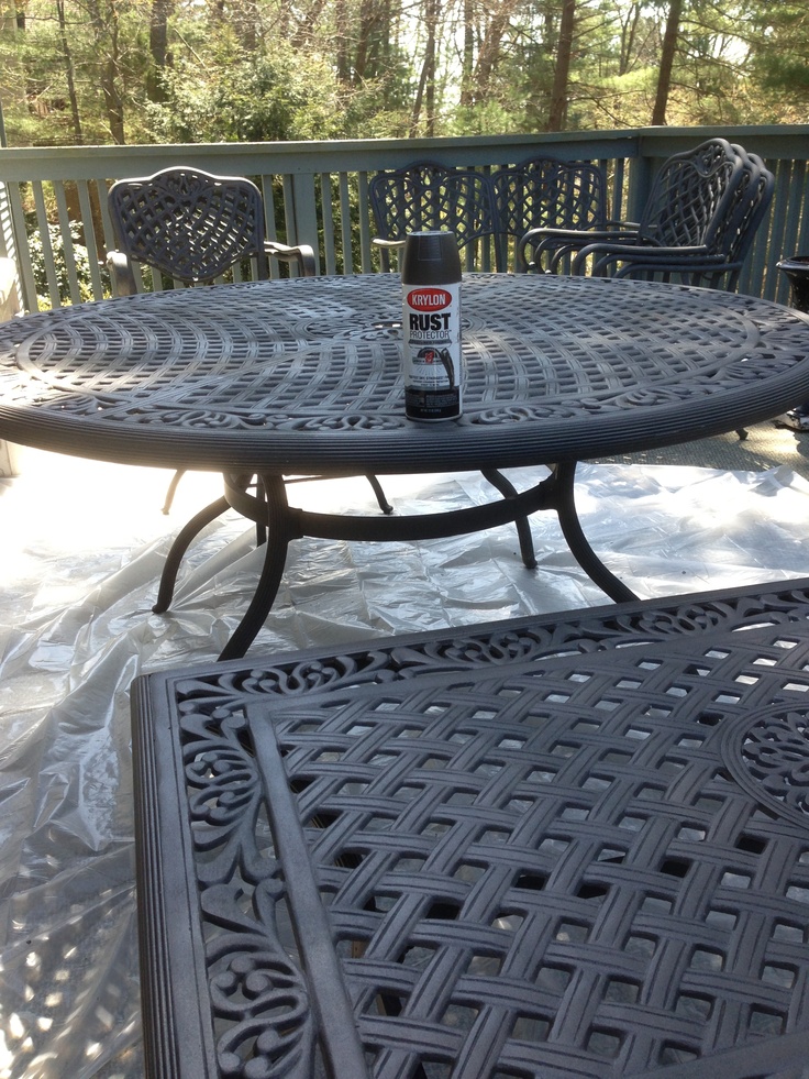 Quick Way To Refresh Your Cast Aluminum Furniture Use Krylon Rust Protector Dark Bro Patio Cast Aluminum Patio Furniture, What Paint To Use On Aluminum Patio Furniture