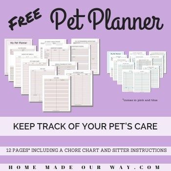 Keep track of all your pet's care with this free pet planner. 12 pages (in blue ...